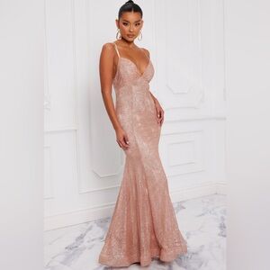NWT rose gold sparkle ball gown